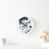 Horloge Ronde Accueil où sont mon chat et mon chien (Maison)