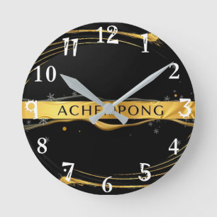 Horloge Ronde Achempong: Cascade Aurique Opulence de l'Or Liqu