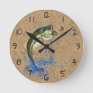 Horloge Ronde Achigan à grande bouche Poisson