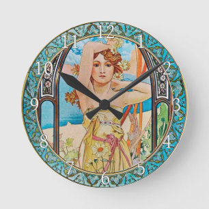 Horloge Ronde Acrylic Wall Clock Art Nouveau Alphonse Mucha 20