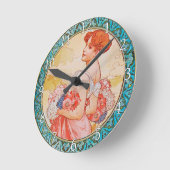 Horloge Ronde Acrylic Wall Clock Art Nouveau Alphonse Mucha 27 (Angle)