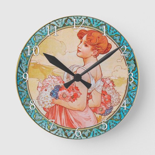 Horloge Ronde Acrylic Wall Clock Art Nouveau Alphonse Mucha 27 (Recto)