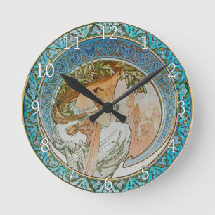 Horloge Ronde Acrylique Wall Clock Art Nouveau Alphonse Mucha 12