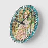 Horloge Ronde Acrylique Wall Clock Art Nouveau Alphonse Mucha 19 (Angle)