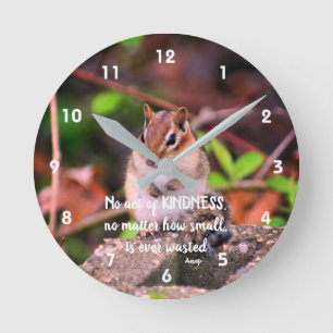 Horloge Ronde Actes De Bonté Citation Inspirationnelle Chipmunk