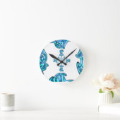 Horloge Ronde Action Cyan Turquoise Graffiti Abstrait Imprimer (Maison)