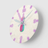 Horloge Ronde Adorable Aloha Ananas Hawaïen (Angle)