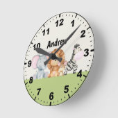 Horloge Ronde Adorable Jungle Animals Kids (Angle)