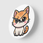 Horloge Ronde Adorable Kawaii Ginger Cat Illustration (Angle)