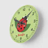 Horloge Ronde Adorable Red Ladybug Insect With Custom (Angle)
