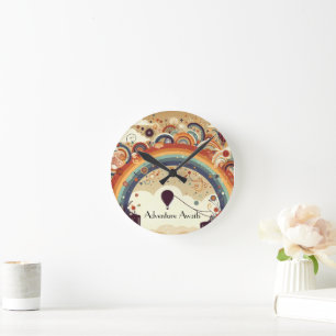 Horloge Ronde Adventure Await Rainbow and Hot Air Balloons