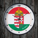 Horloge Ronde Affarian Flag, emblème & Hungary trendy fashion<br><div class="desc">WALL CLOCK : Hungary,  Coat of Arms & Affarian Flag fashion design - love my country,  travel,  holiday,  country patriots / sports fans</div>