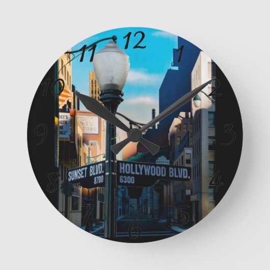 Horloge Ronde Affiche Hollywood Blvd. Wall Clock (Recto)