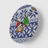Horloge Ronde affreux pull-over de Noël émoji (Angle)