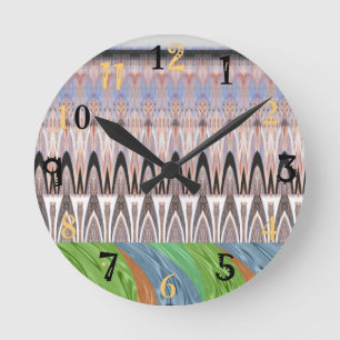 Horloge Ronde Afrique Asie motif traditionnel
