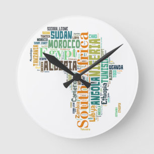 Horloge Ronde Afrique Word Art