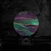 Horloge Ronde Agate attrayante | Joyau foncé Tone Pierre Or Vein