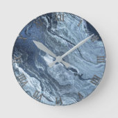 Horloge Ronde Agate bleue cristallisée | Pierre marbrée en ardoi (Recto)