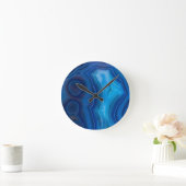 Horloge Ronde Agate bleue profonde de lagune (Maison)