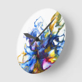Horloge Ronde Agate d'art fluide Abstrait bleu (Angle)