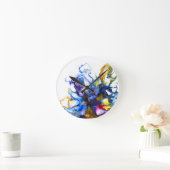 Horloge Ronde Agate d'art fluide Abstrait bleu (Maison)