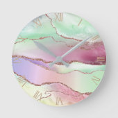 Horloge Ronde Agate de pastèque | Neo Mint Green et Cassis Pink (Recto)