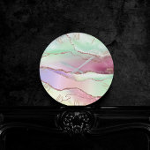 Horloge Ronde Agate de pastèque | Neo Mint Green et Cassis Pink