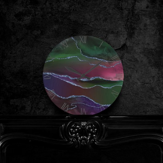 Horloge Ronde Agate dynamique | Couleur rose et vert pour bijou