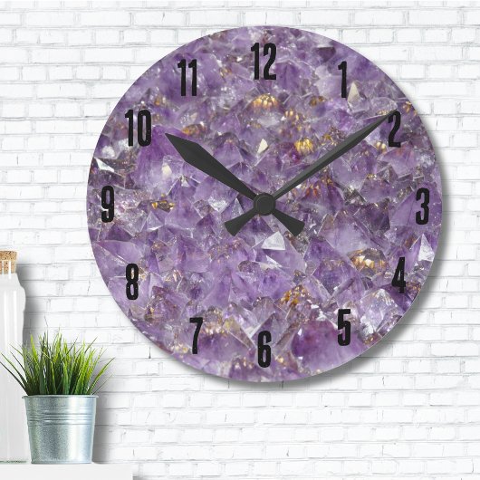 Horloge Ronde Agate Purple Crystal
