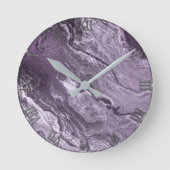 Horloge Ronde Agate violette cristallisée | Moody Marbled Stone (Recto)