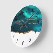 Horloge Ronde Agencement moderne Turquoise & Gold avec Abstrait  (Angle)