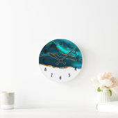 Horloge Ronde Agencement moderne Turquoise & Gold avec Abstrait  (Maison)