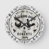 Horloge Ronde Agritourisme rustique Plaid Cube de poulet sur mes (Recto)