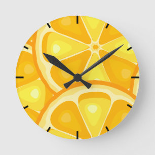 Horloge Ronde Agrumes TROPICALES FRUITS D'ÉTÉ Citrons d'orange