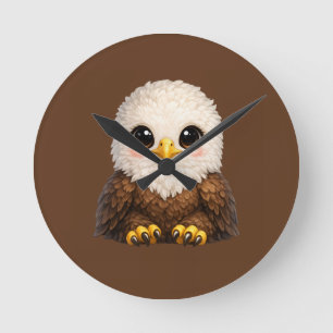 Horloge Ronde Aigle chauve mignon avec de grands yeux Nature cos