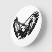 Horloge Ronde Aigle noir et blanc (Angle)