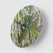 Horloge Ronde Aiguilles de pin recouvert de glace Botanique hive (Angle)