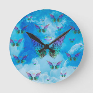 Horloge Ronde Ailes et nuages d'ange