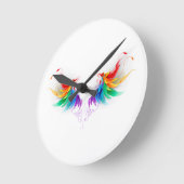 Horloge Ronde Ailes fluffy arc-en-ciel (Angle)