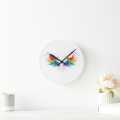 Horloge Ronde Ailes fluffy arc-en-ciel (Maison)
