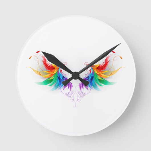 Horloge Ronde Ailes fluffy arc-en-ciel (Recto)