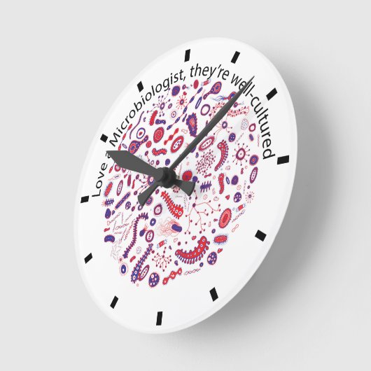 Horloge Ronde Aimer un microbiologiste (Angle)