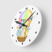 Horloge Ronde Air Balloon with Animals Nursery Wall Clock (Angle)