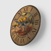 Horloge ronde Air boat steampunk (Angle)