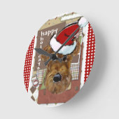 HORLOGE RONDE AIREDALE DE NOËL (Angle)