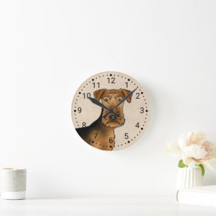 Horloge Ronde Airedale Terrier Bingley Terrier Chien Tête En Bei
