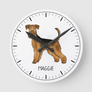 Horloge Ronde Airedale Terrier Cute Dessin Chien Et Nom Personna