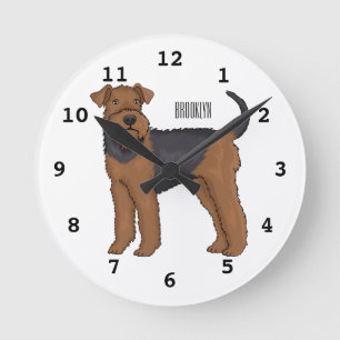 Horloge Ronde Airedale terrier dog cartoon