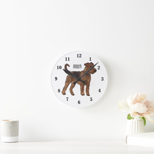 Horloge Ronde Airedale terrier dog cartoon (Maison)
