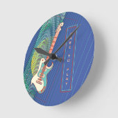 Horloge Ronde Ajouter le nom Cool Modern Turquoise & Blue Electr (Angle)